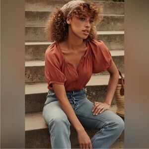 Doen June top in Tierra salmon pink